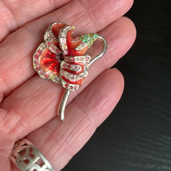 Monet Orchid Brooch - Picture 4 of 6